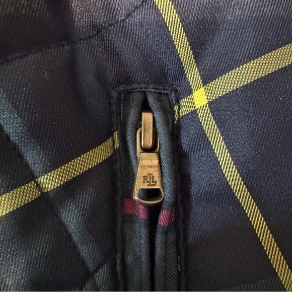 Lauren Ralph Lauren Equestrian Polo Plaid Tartan Quilted Vest w/ Leather Trim S - Picture 10 of 13